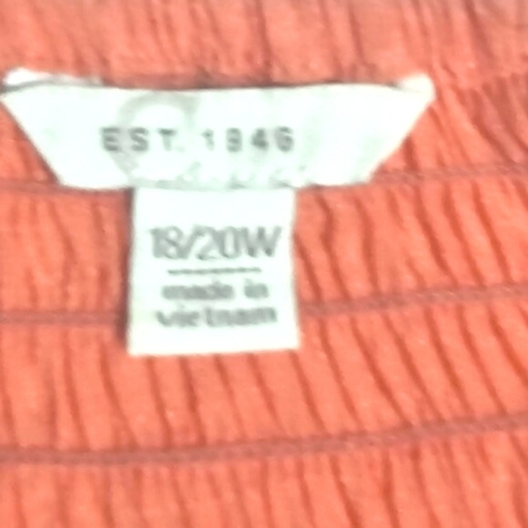 EST. 1946 Women's 18/20W Pink/Coral On/Off The Shoulder Bell Sleeves Peasant Top - Picture 2 of 8